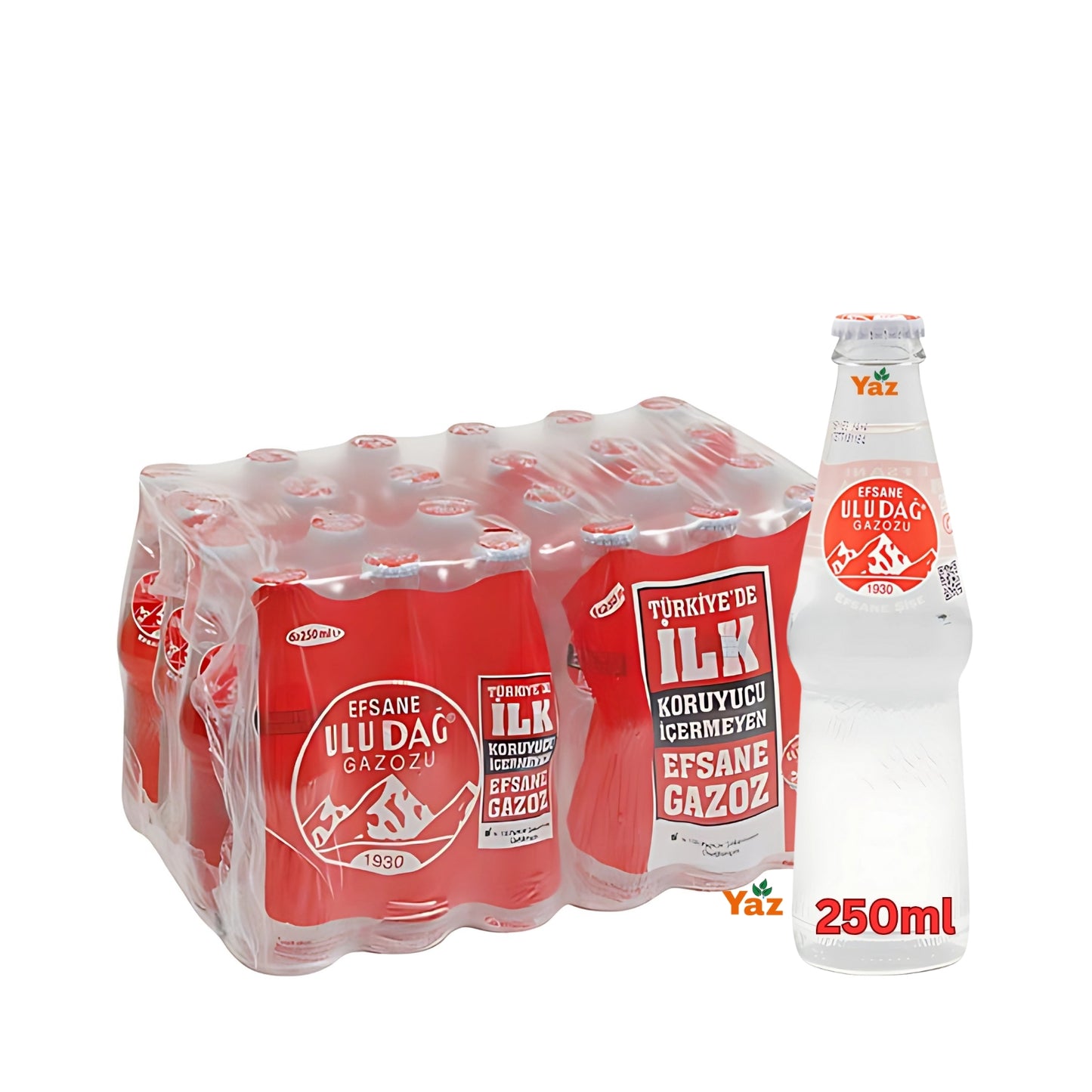 Uludag Legendary Plain Gazoz (Sade) Glass Bottles 24x250ml