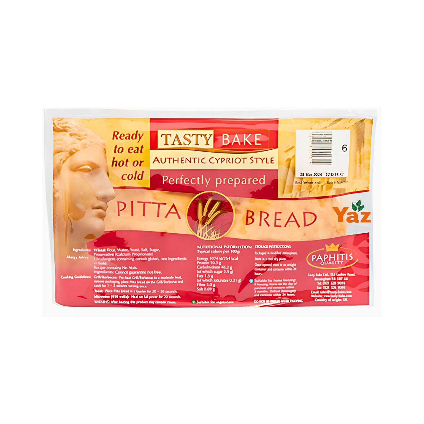 Tasty Bake Large Long Life Pitta Bread 18x6