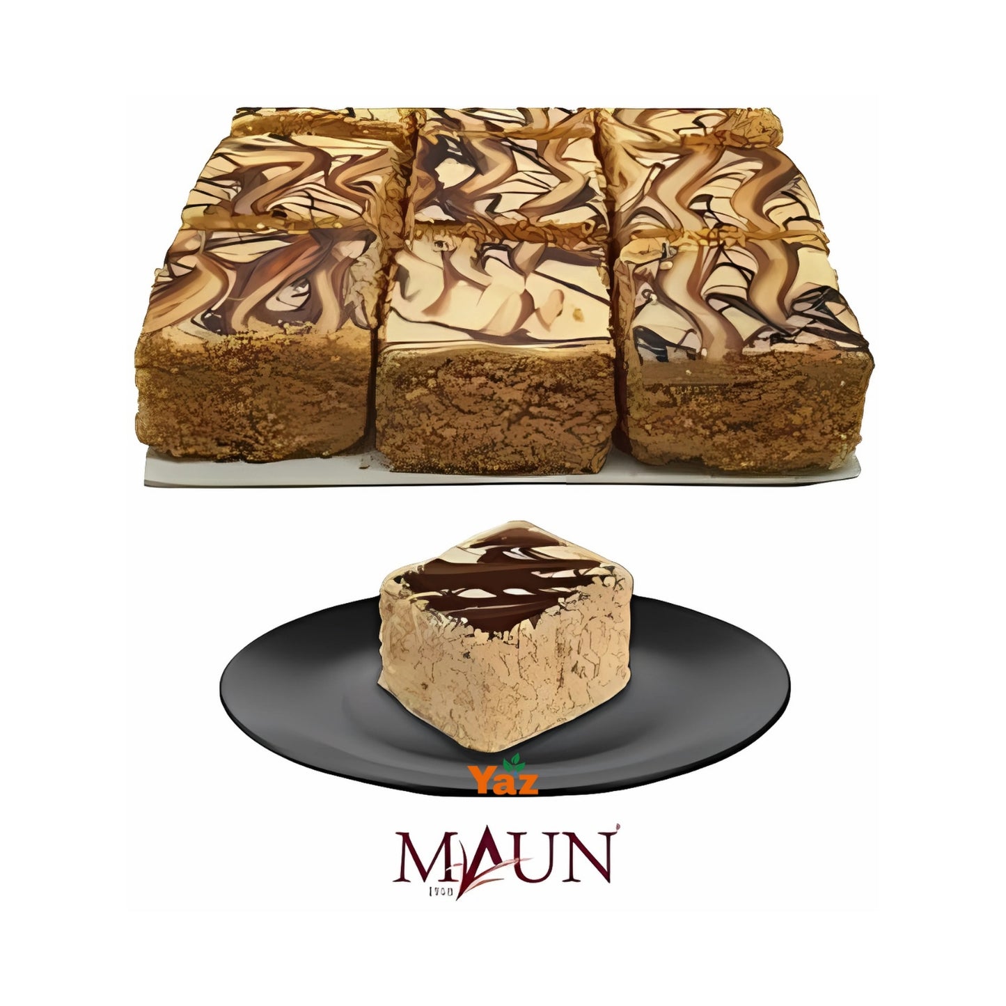Maun Square Latte Cake Frozen 1x9 Slices