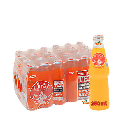 Uludag Legendary Orange Gazoz (Portakal) Glass Bottle 24x250ml