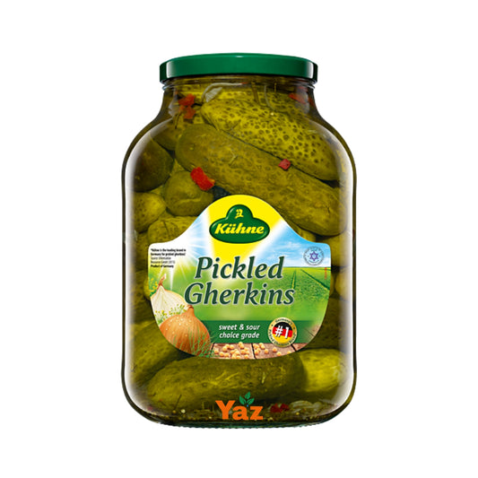 Kuhne Pickled Whole Gherkins Glass Jar 1x2.45kg