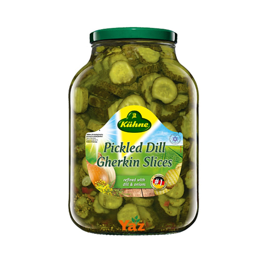 Kuhne Pickled Gherkin Slices Glass Jar 1x2.45kg