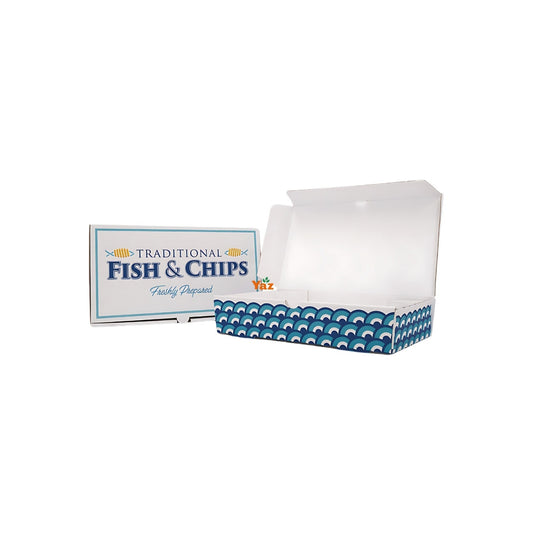 9"inch (S) Printed Cardboard Fish and Chips Boxes 1x100