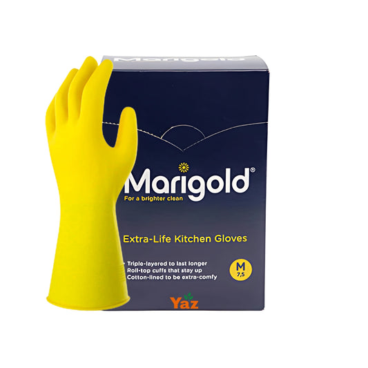 Marigold Medium Yellow Rubber Gloves (M) 1x6 Pairs