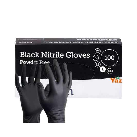 Large Black Nitrile Disposable Gloves (L) 1x100