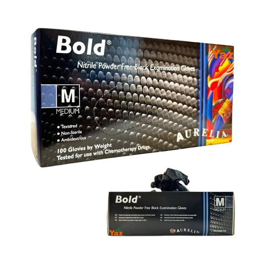 Bold Medium Black Nitrile Gloves (M) 1x100
