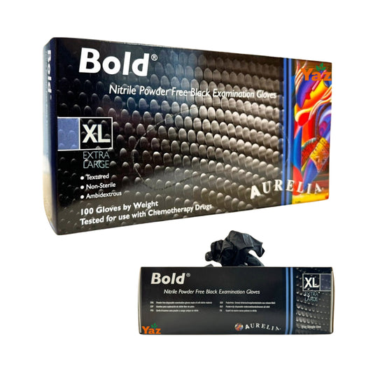 Bold Extra Large Black Nitrile Gloves (XL) 1x100