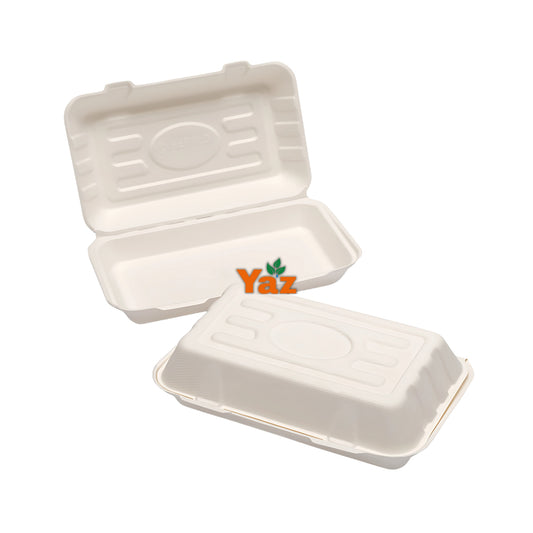 BHB10 (L) Clamshell Bagasse Take Away Food Boxes (9"x6") 1x250