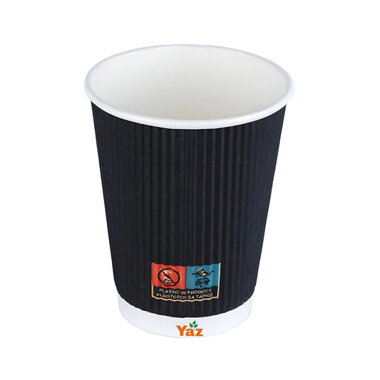 12oz Black Ripple Hot Paper Coffee Cups 1x500